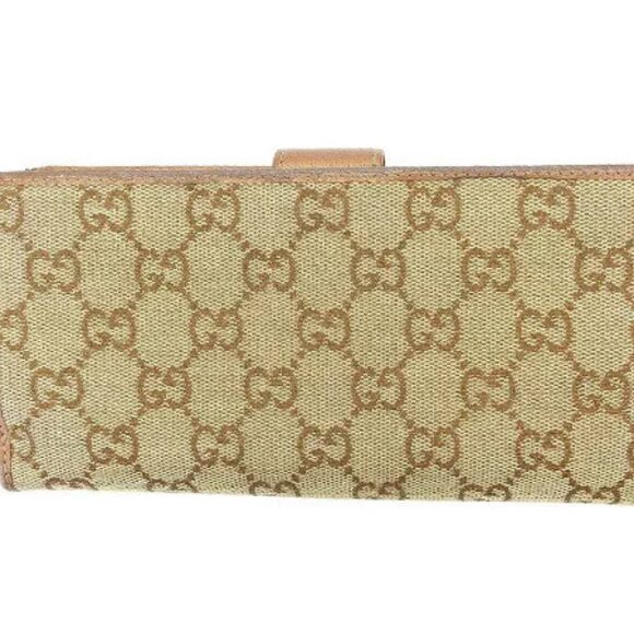 GUCCI Long Wallet GG Canvas Beige ?~ Bronze ?~ Authentic USED T10969 - Picture 2 of 5